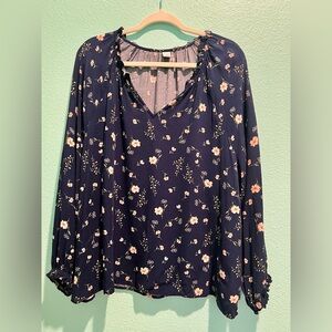 Old Navy Navy Floral Blouse